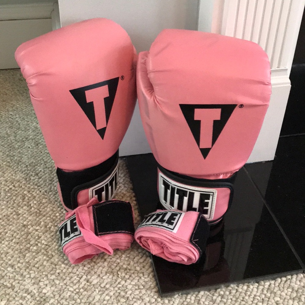 Pink title boxing gloves